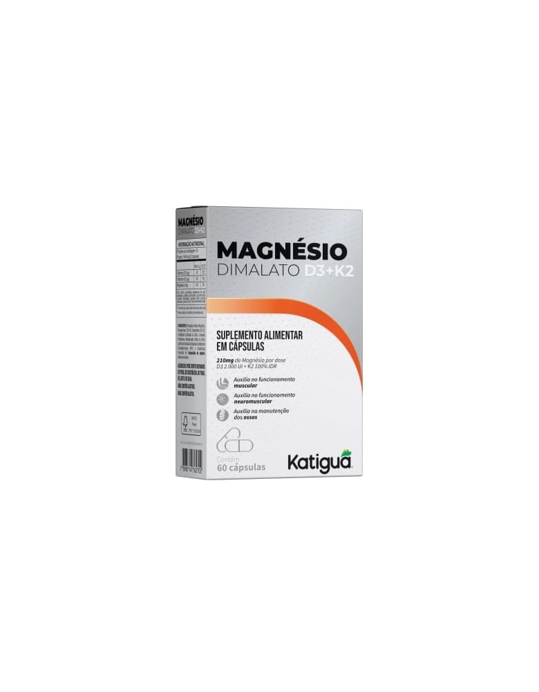 Magnésio Dimalato + Vitamina D3 + K2 Katiguá 60Cps | Biovitashop