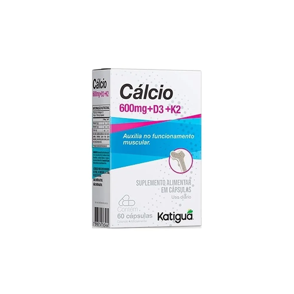 Cálcio 1.2g + Vitamina D3 + K2 60 Cápsulas - Katiguá | Biovitashop
