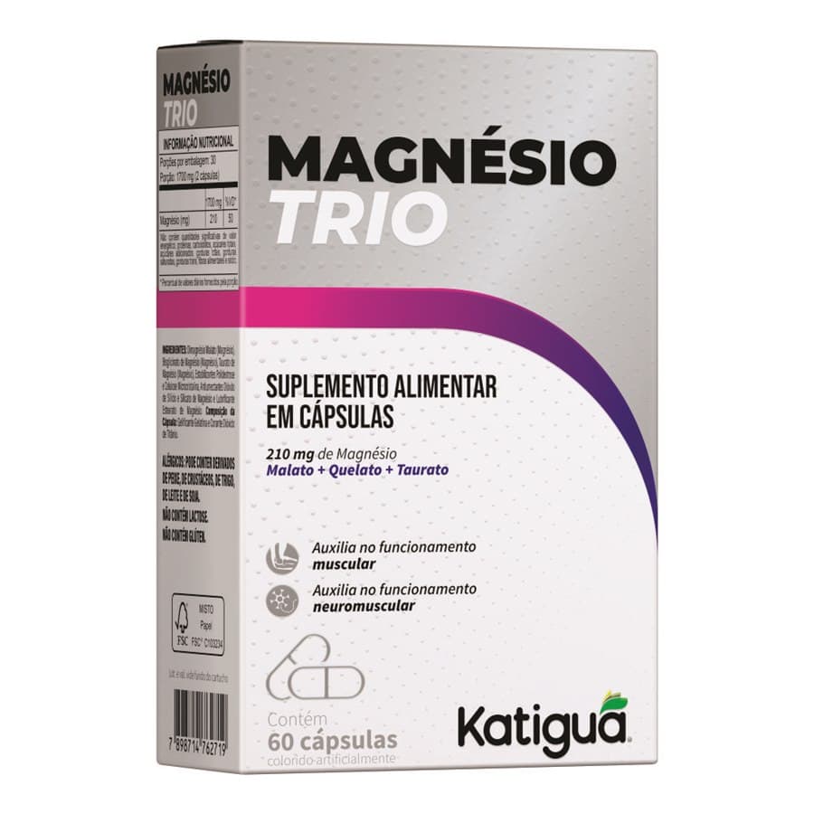 Magnésio Trio Dose Máxima 60 Cápsulas - Katiguá | Biovitashop