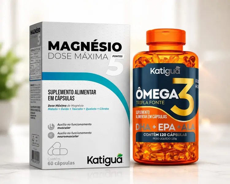 Combo Vitalidade Katiguá Ômega 3 120 Cps + Magnésio 5 Dose Máxima| Biovitashop