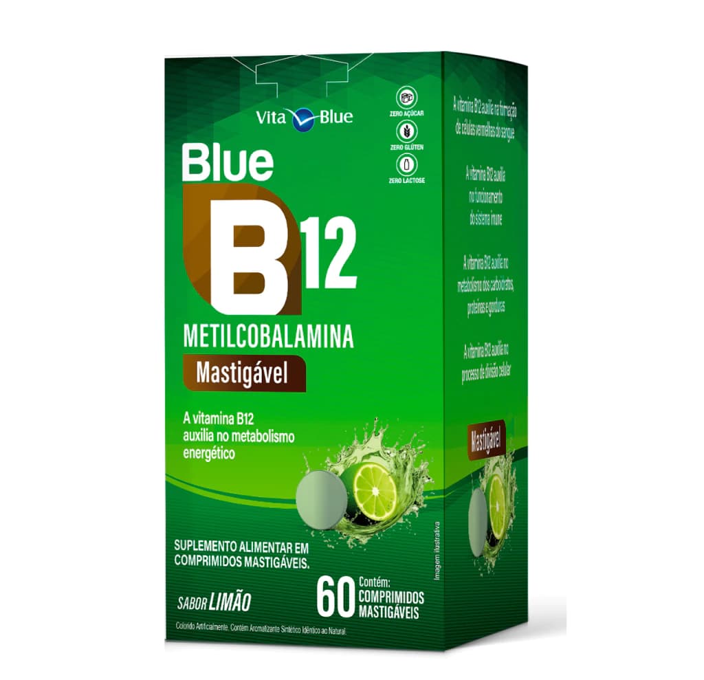 Blue Vitamina B12 Mastigável Sabor Limão 60 comprimidos | BiovitaShop