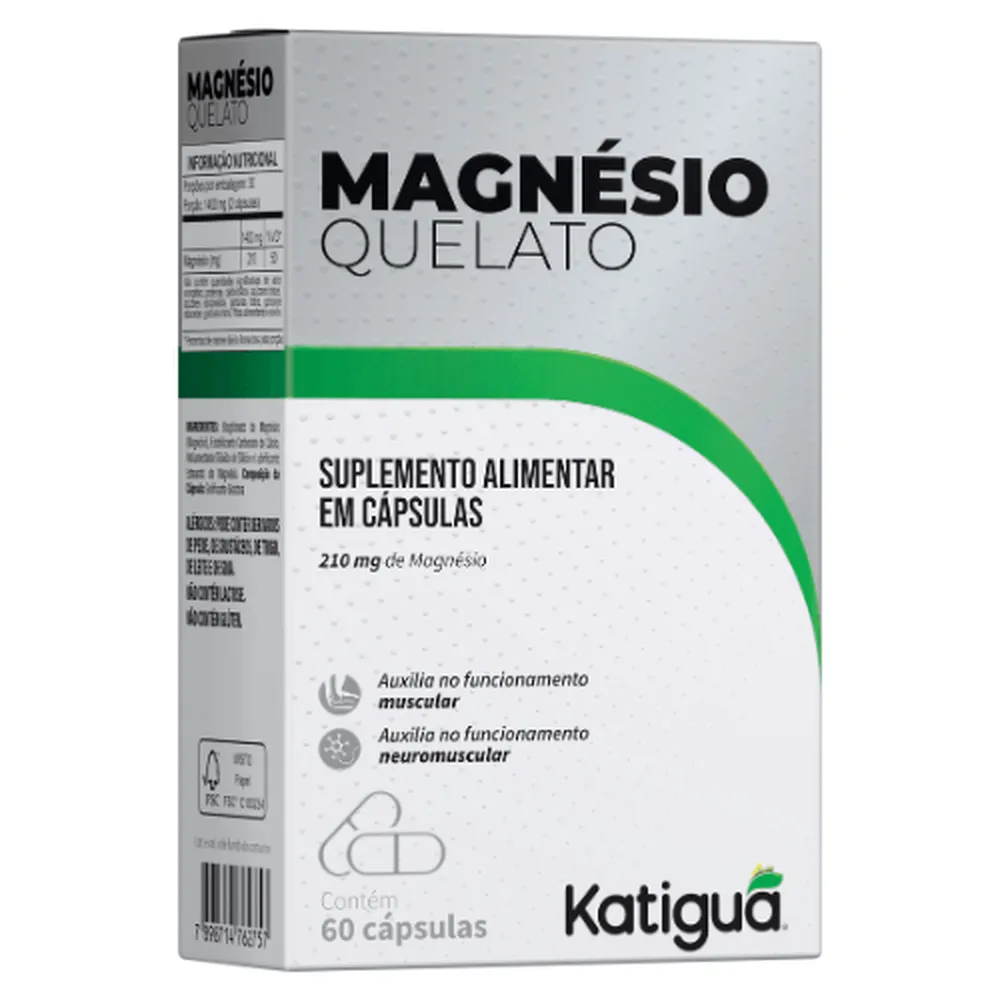 Magnésio Quelato 210mg Katiguá 60 Cápsulas | Biovitashop