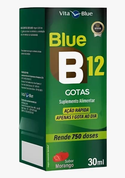 Vitamina B12 Gotas Sabor Morango Vita Blue 30ml | BiovitaShop