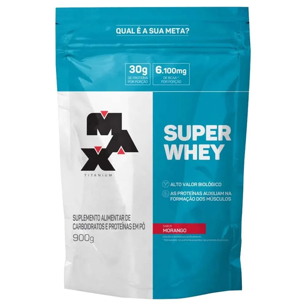 Super Whey Max Titanium Morango Refil 900g | Biovitashop
