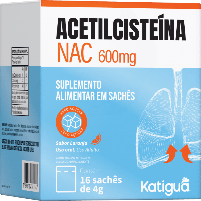 Acetilcisteína NAC 600mg Katiguá 16 Sachês de 5g | Biovitashop