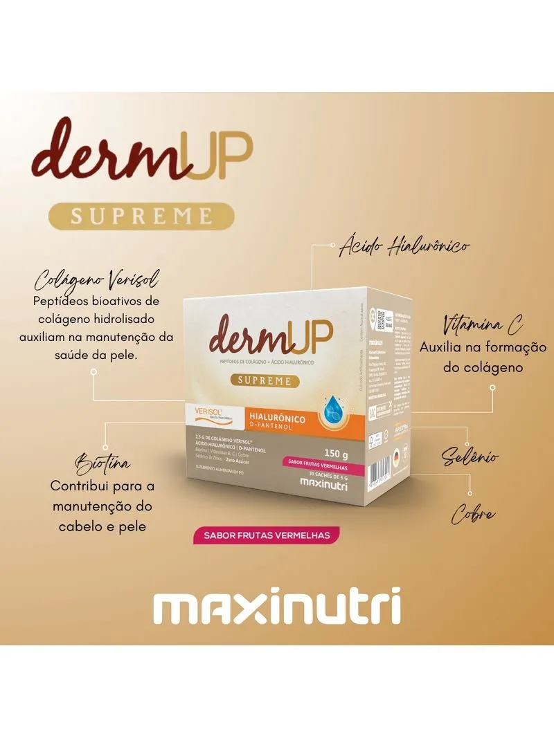 Colagéno Dermup Supreme Com 30 Saches De 5gr Frutas Vermelhas