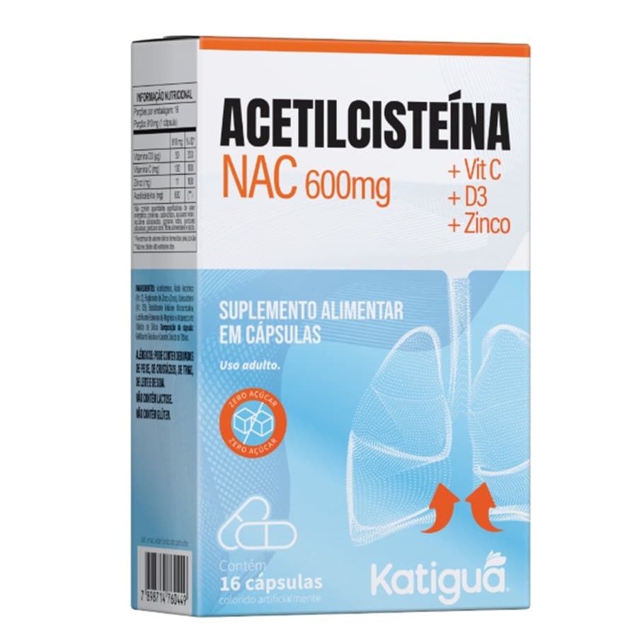 Acetilcisteína NAC 600mg + CDZ Imune Katiguá 16 Cápsulas | Biovitashop