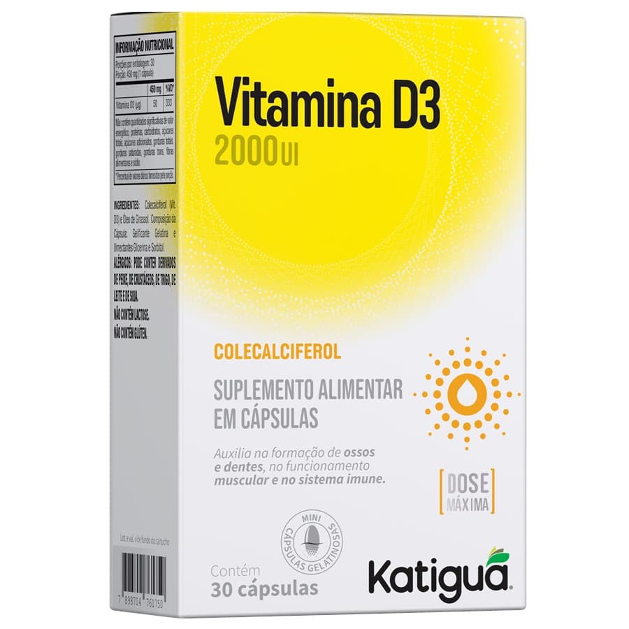 Vitamina D3 2000 UI Katiguá 30 Cápsulas | Biovitashop