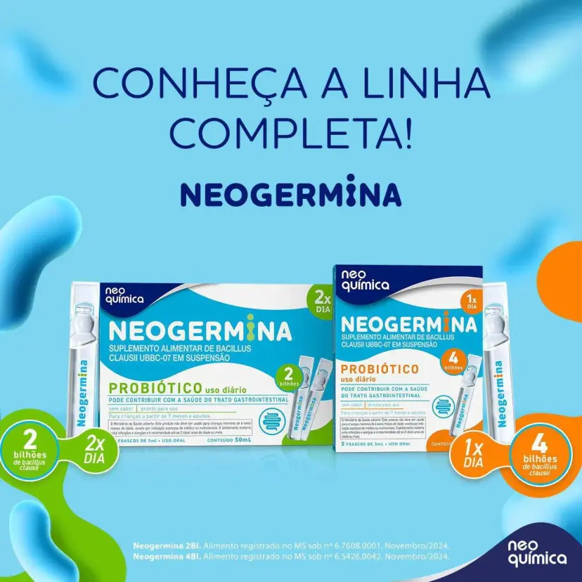 Neogermina 1 Bilhão Probiótico 12 Flaconetes | Biovitashop