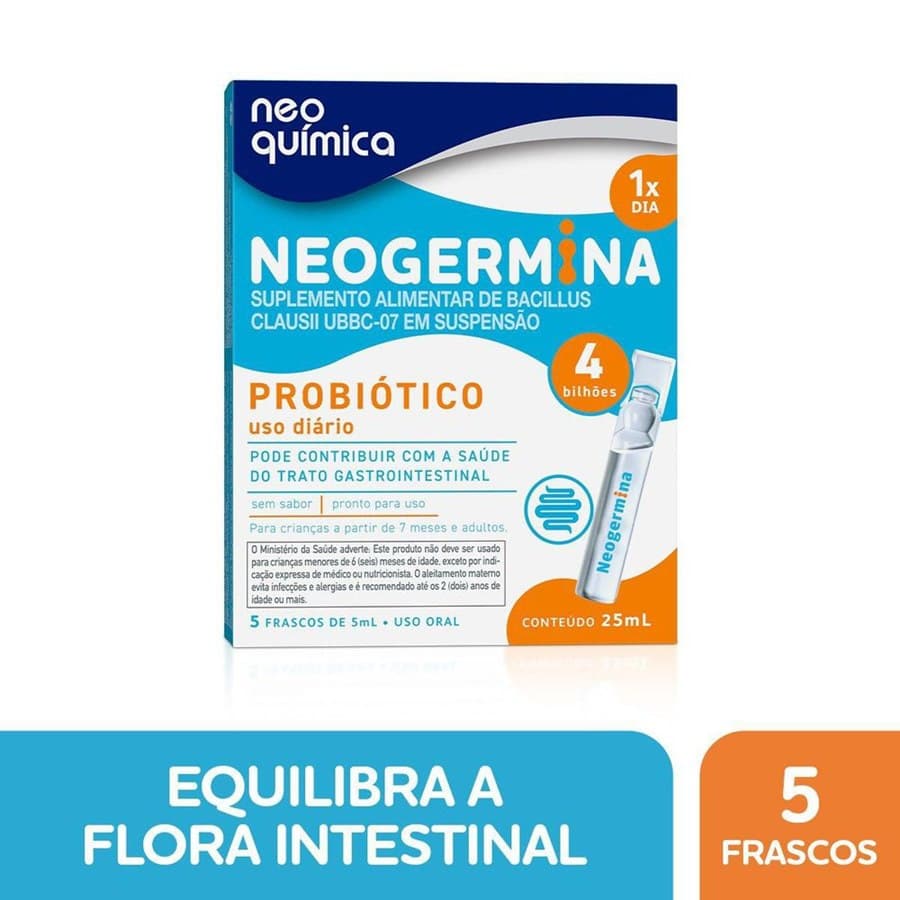 Neogermina 4 Bilhões Probiótico 5 Frascos 5ml | Biovitashop