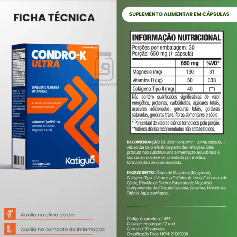 Condro-K Ultra Katiguá 30 Cápsulas | Biovitashop