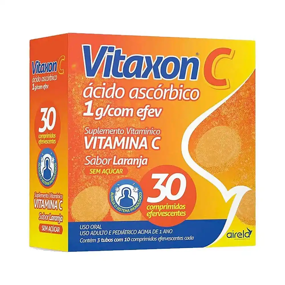 Vitamina C Vitaxon C 1g Sabor Laranja Airela - 30 Comprimidos Efervescente