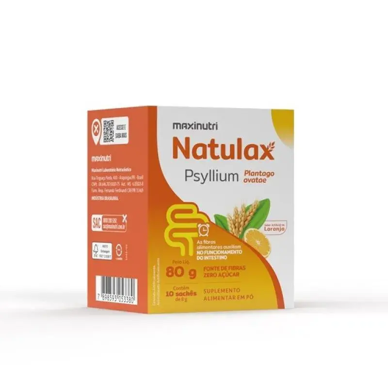 Natulax Psyllium Laranja Maxinutri 10 Sachês 8g | Biovitashop