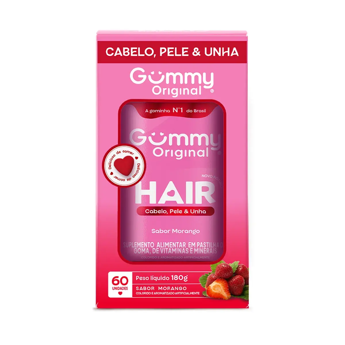 Gummy Hair Vitamin Morango 60 Gomas | Biovitashop