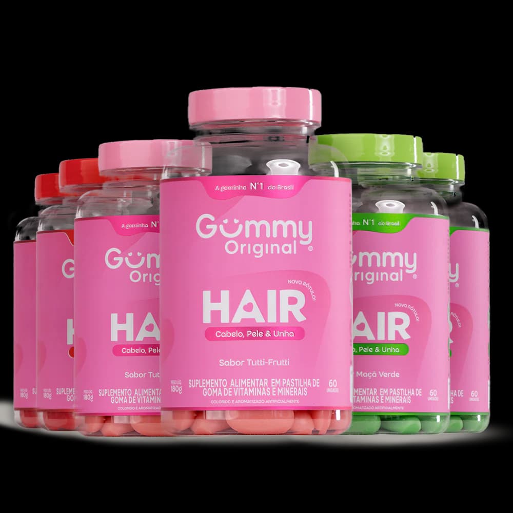 Kit 6 Gummy Hair Original 180g (6 Meses) | Biovitashop