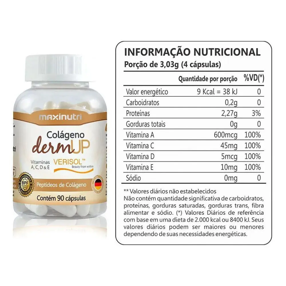 DermUp Colágeno Verisol Maxinutri 90 Cápsulas | Biovitashop