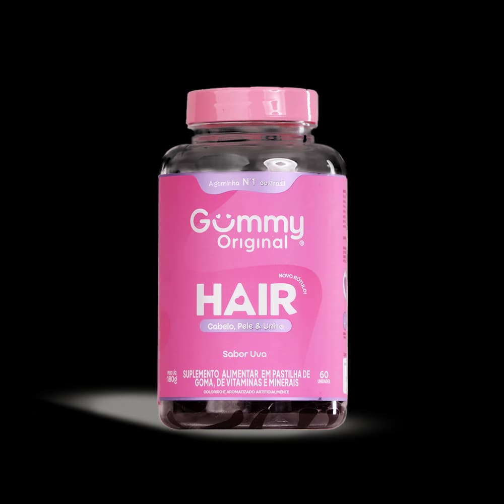 Gummy Hair Sabor Uva Original 180g 60 Gomas | Biovitashop