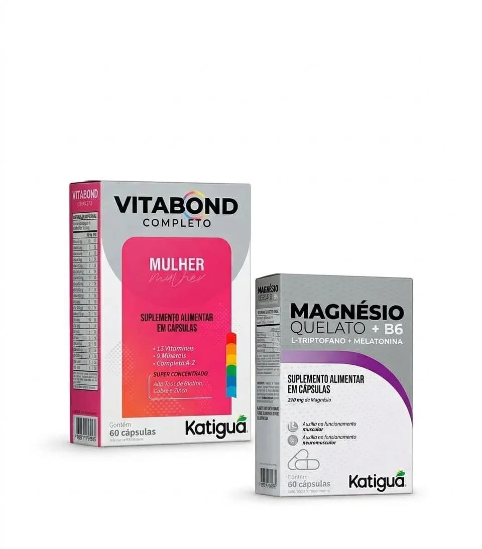 Kit Vitabond Mulher + Magnésio Quelato c/ B6, Triptofano e Melatonina Katiguá | Biovitashop